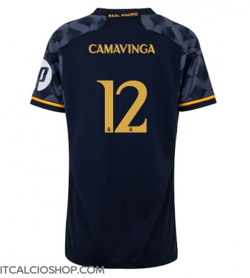 Real Madrid Eduardo Camavinga #12 Seconda Maglia Femmina 2023-24 Manica Corta